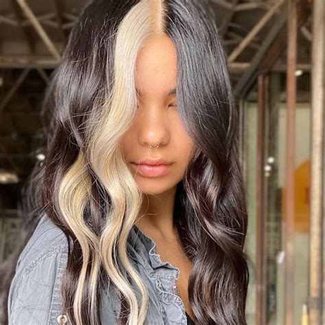 black hair with ash blonde highlights|12 Formulas for Black Hair with Blonde Highlights.